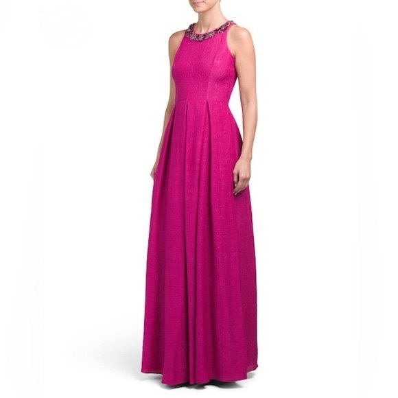 Marchesa Notte Jeweled‎ Collar Gown Silk Blend Runway 2016 Glam Designer Pink 2 - Picture 1 of 14